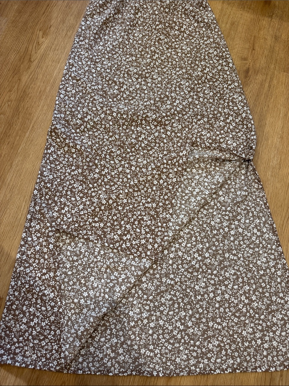 Altar'd State Brown Floral Maxi Skirt with White Ditsy Print - Picture 2 of 3